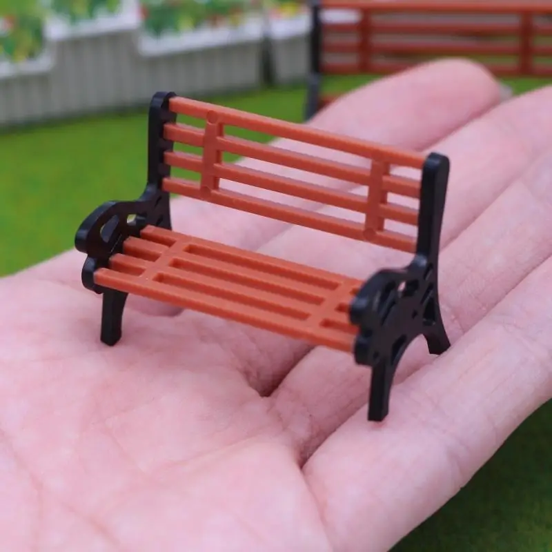 Mini Bench Chair Figurines Handcrafted PVC Crafts Mini Garden Decor for Micro Landscape DIY Craft Lovers