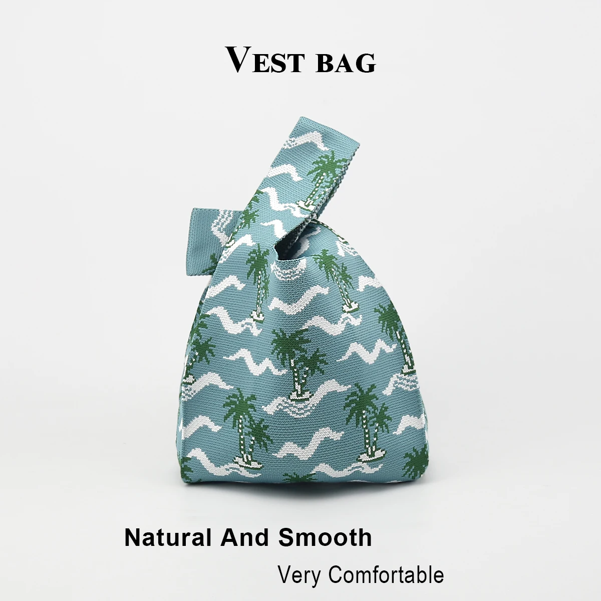Women's Clutch Bag, Summer Ocean Hawaiian Style, Knitted Foldable Fabric, Large Capacity, Lightweight Handbag, Suitable for Daily Commuting, Shopping, Travel, Versatile for All Seasons
