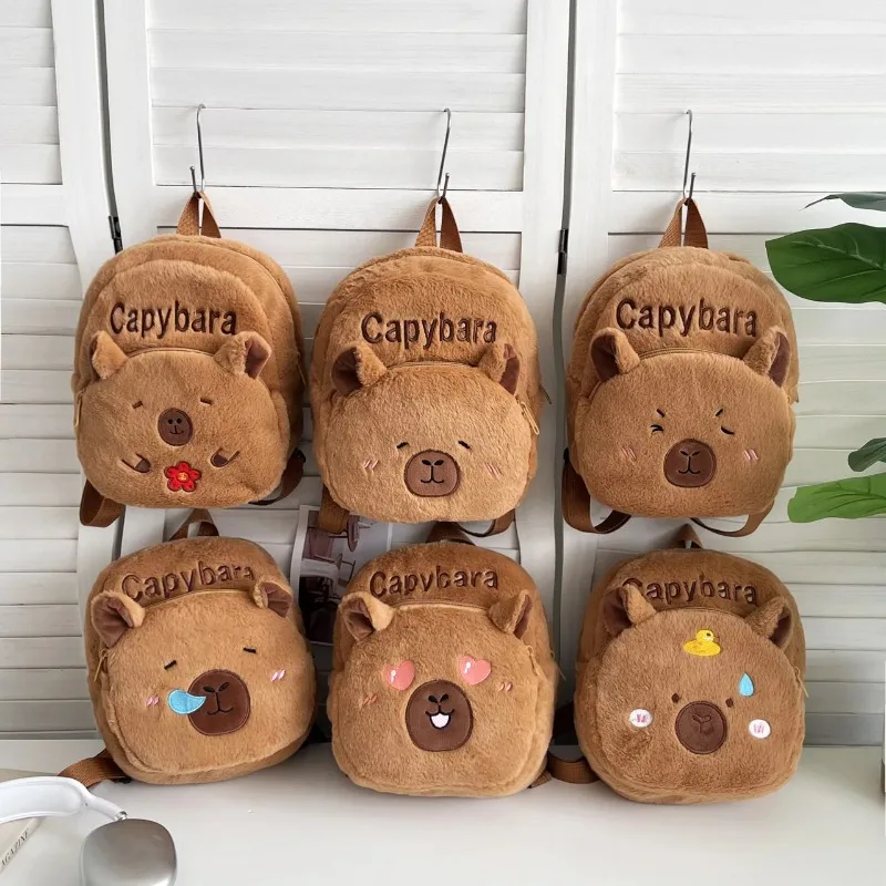 New Style Plush Women Bag Gift For Girls Kids Capybara Doll Plush Backpacks Portable Cartoon Animals Cute Capybara Backpack