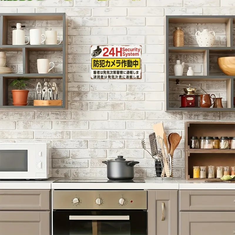 Security Camera Sign 24/7 Video Surveillance Alert Notice Board Red Camera Image Tin Metal Pre-Drilled Holes Easy Mount Home Bus