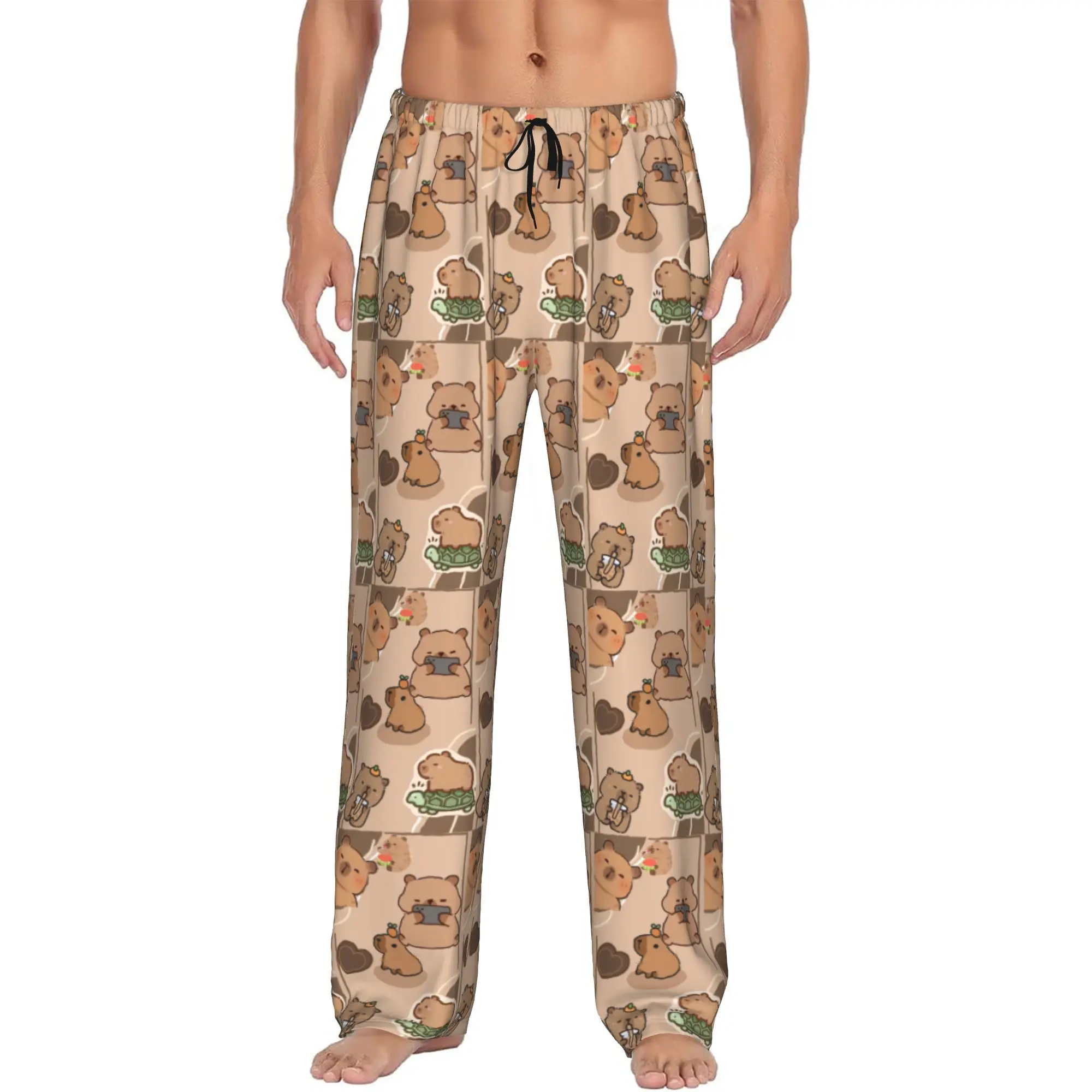 

Custom Printed Funny Capybara Pajama Pants Men Sleep Sleepwear Bottoms with Pockets