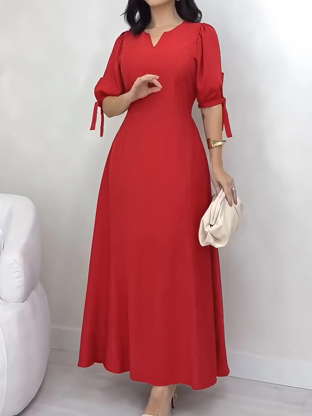 여성용 반소매 A라인 드레스 스모크 디테일 및 신축성 있는 허리 - 봄 여름용 스모크 드레스, 캐주얼 짧은 웨딩 게스트용