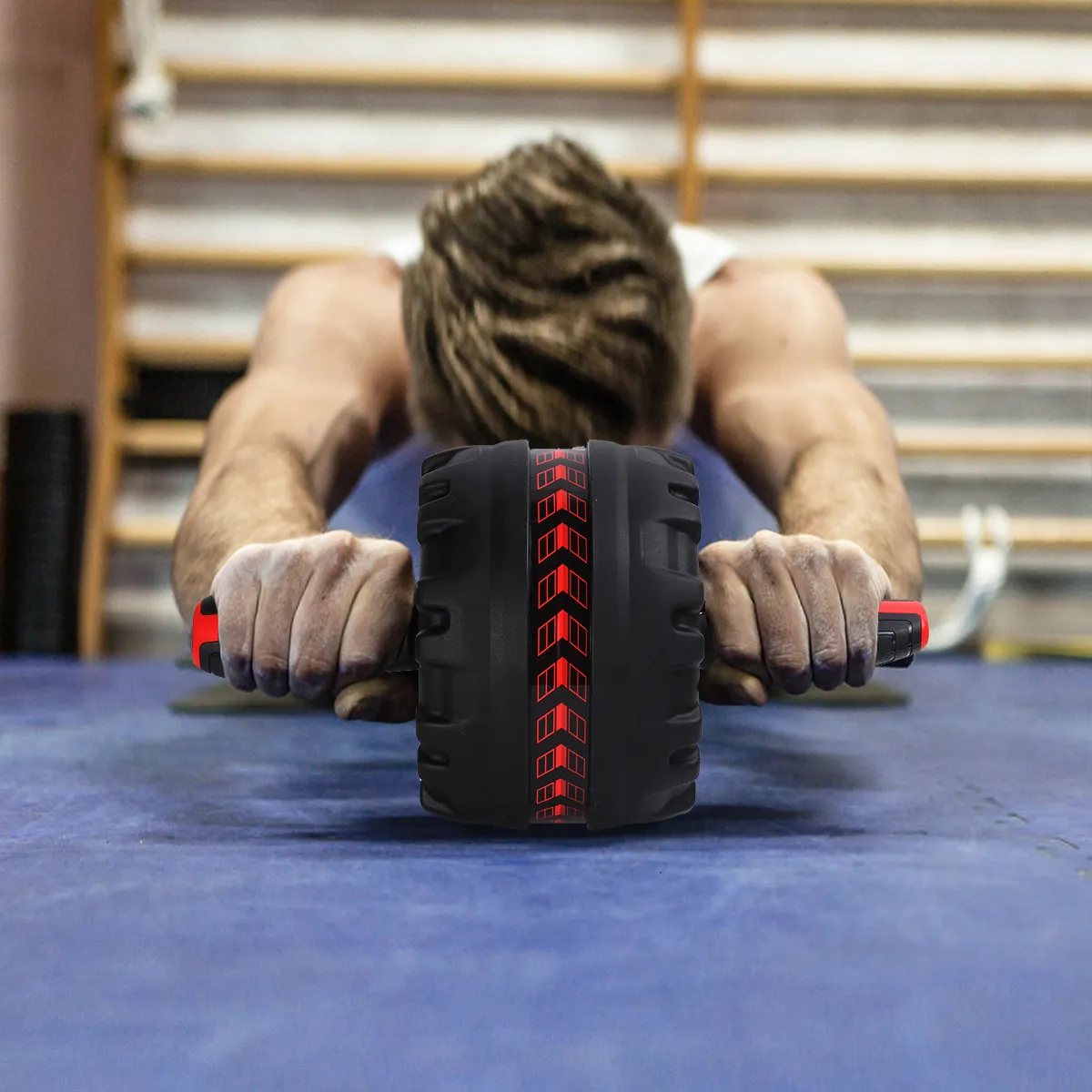 Widen Abdominal Exercise Roller Steel Rubber Thicken Wheel Red Black Pad Anti-Skid Core Trainer for ABS Back Shoulders Fitness