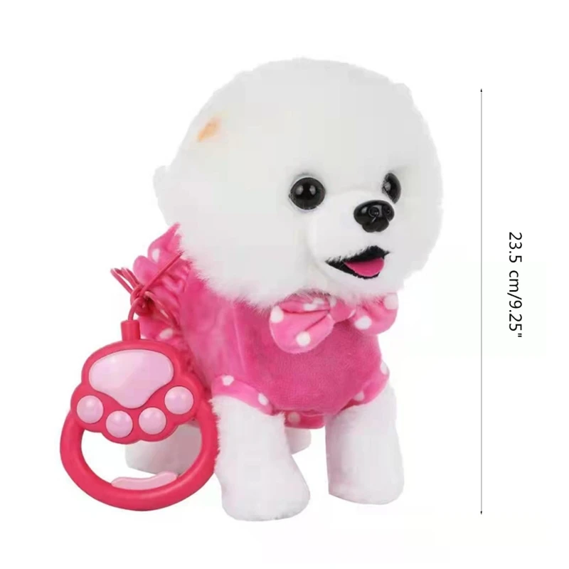 F1CB Walking Dog Plush Toy Toddler Crawling Learning Toy with Music Leash Rope Puppy Dog Toy Electronic Gift Boy Girl Favor