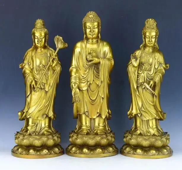 SCY 1024+++Pure copper, Avalokiteshvara and Amitabha, to the Bodhisattva, the western three sacred Buddha ornaments