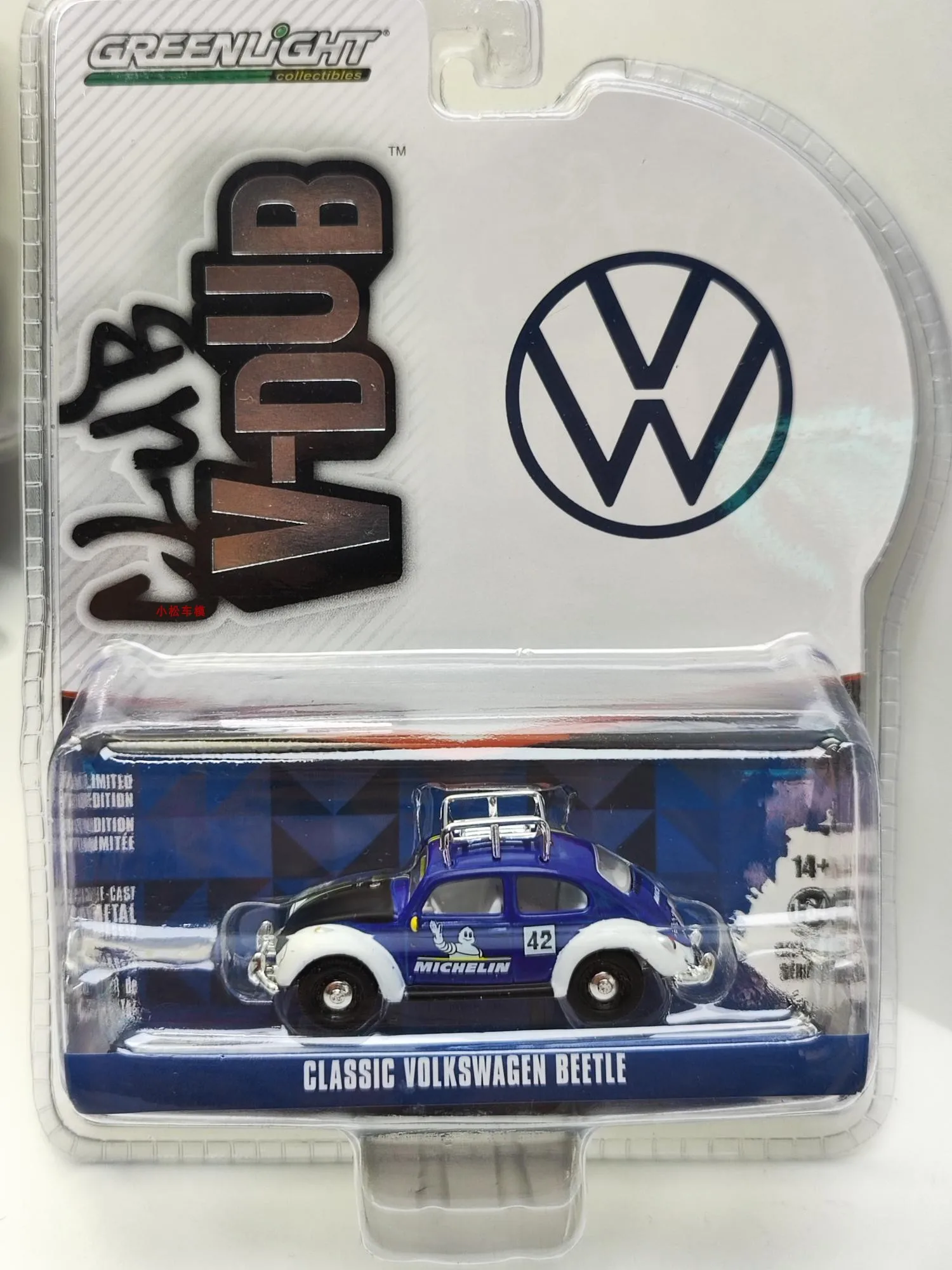 1: 64 portapacchi classico Volkswagen Beetle - Pneumatici Michelin Collezione Advanced Ornament Car Models