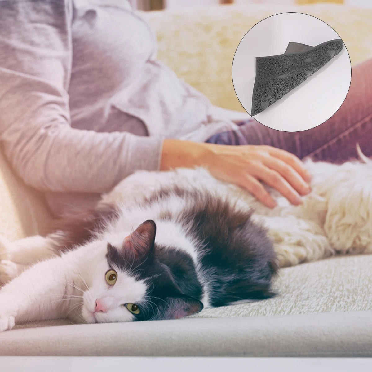 

1pc Anti-slip Cat Litter Mat Waterproof Claw Grinding Mat Splash-proof Cat Cushion Pet Supplies (Grey)