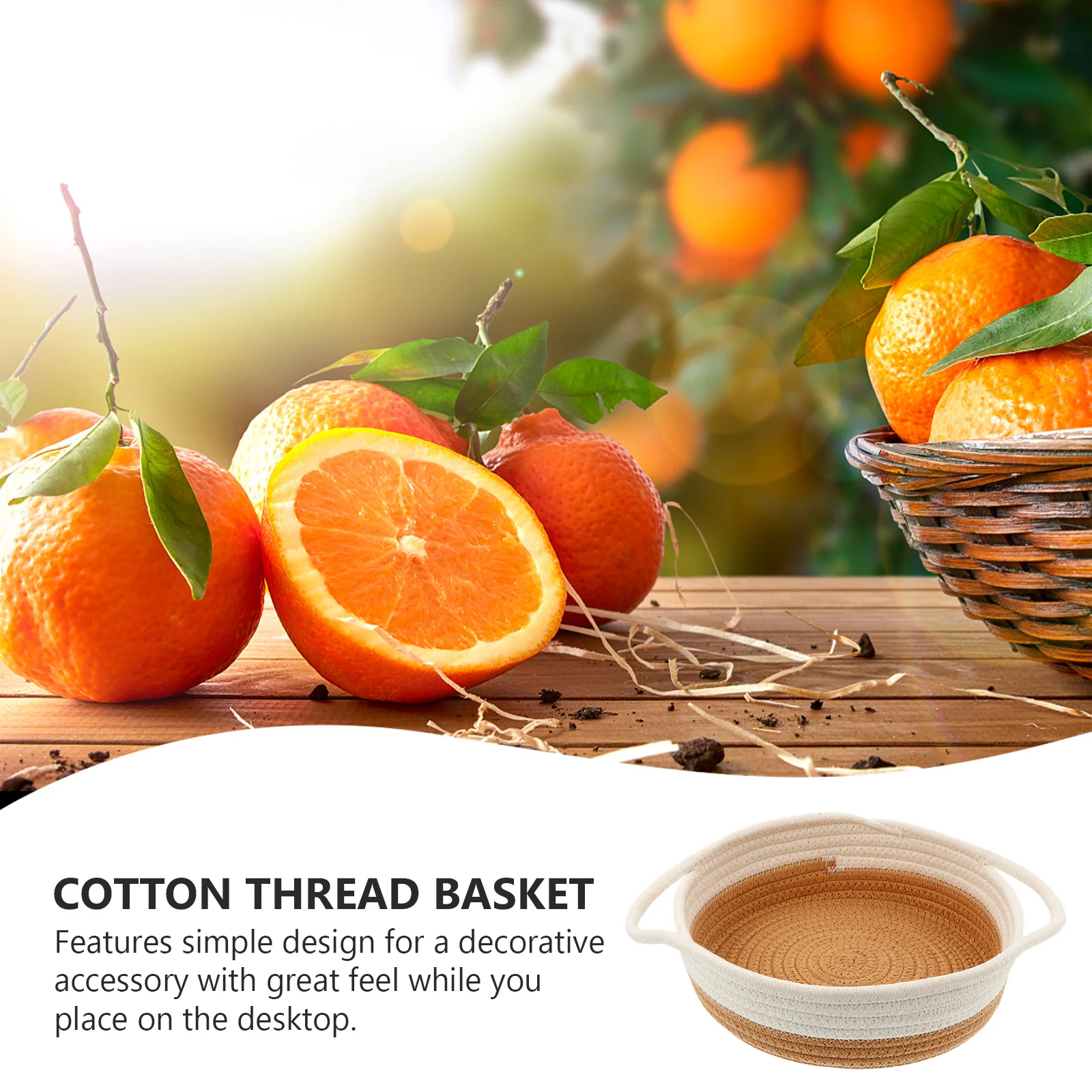 

1Pcs Makeup Storage Basket Cotton Woven Desktop Basket Natural Household Organizer Container for Snacks Keys Books