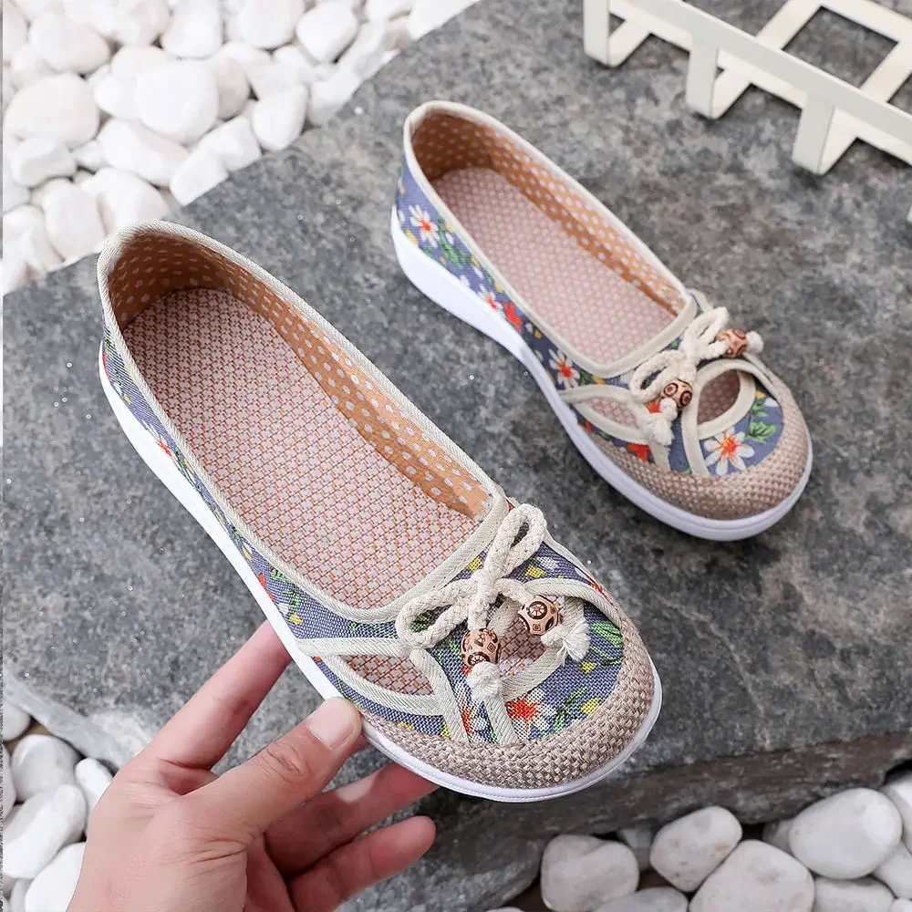 Süße kawaii Damenschuhe mit Schleife Slip auf Damenschuhen flache Leinwand lässig billig stilvoll Sommer hohe Qualität urban