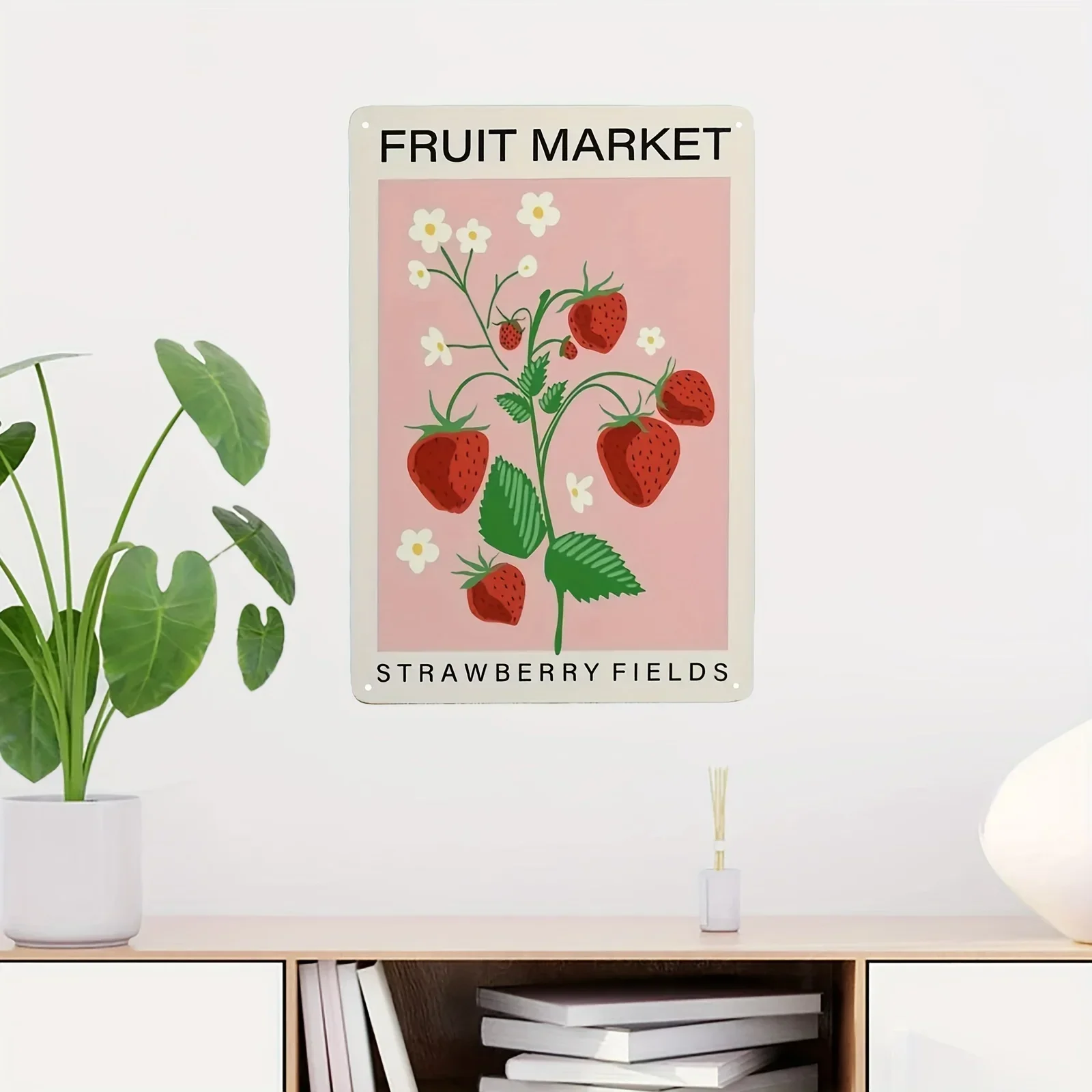 1pc Metal Tin Sign, Fruit Market Sweet Like Strawberry And Sugar Vintage Wall Decor For Cafe Bar Pub Home Beer Bar 12x8 Inch