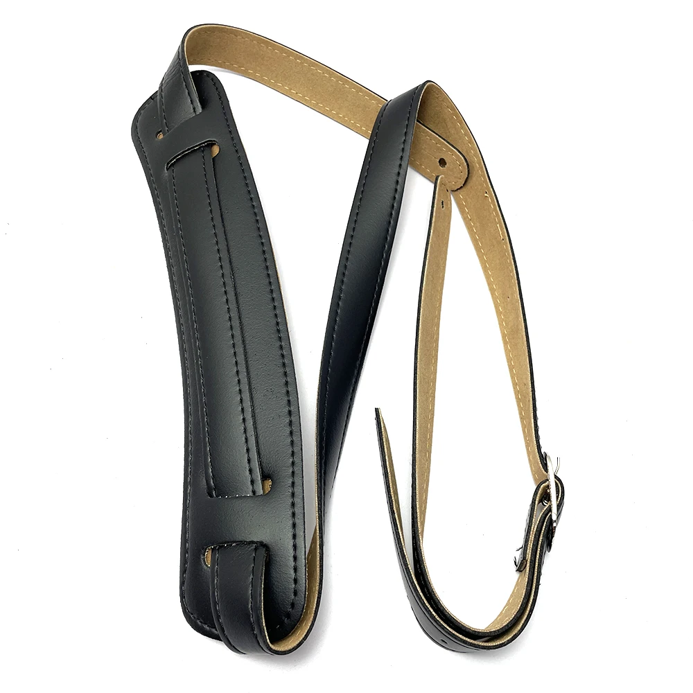 Guns N' Roses SLASH Leather Shoulder Pad Adjustable Length Acoustic Electric Folk Bass Guitar Strap Black Brown