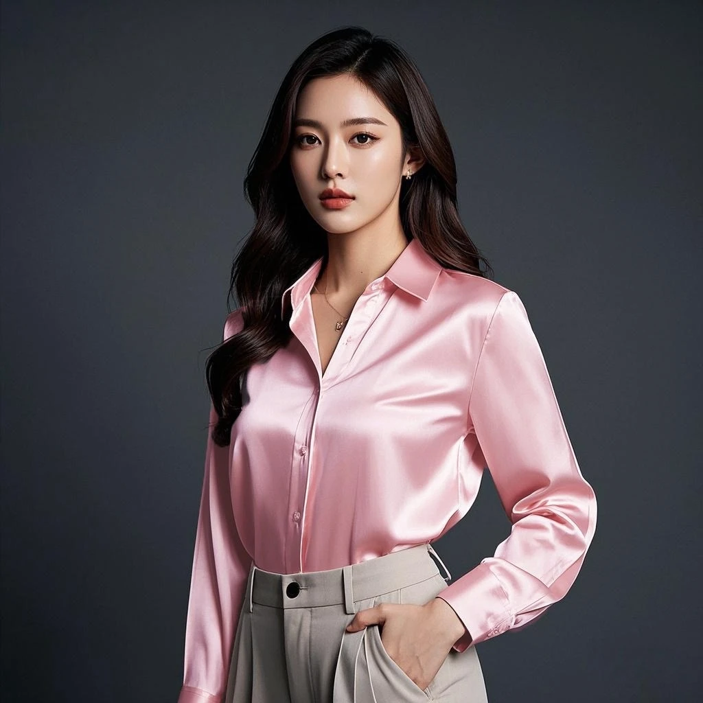 Korean Chic Office Lady's Satin Shirts Matching Elegant Female Blouse 2025 Summer New In Women's Shirts & Blouses Trend Tops