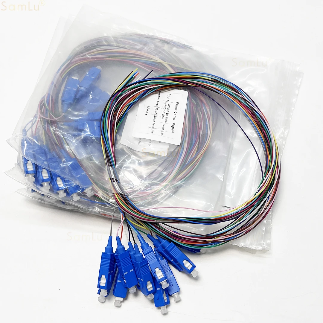 10Sets Optical Fiber Pigtail 1.5M Cable 12Core SC UPC APC Fiber Optic Pigtail Simplex 0.9mm 9/125 Single Mode SM SX LC UPC LZSH