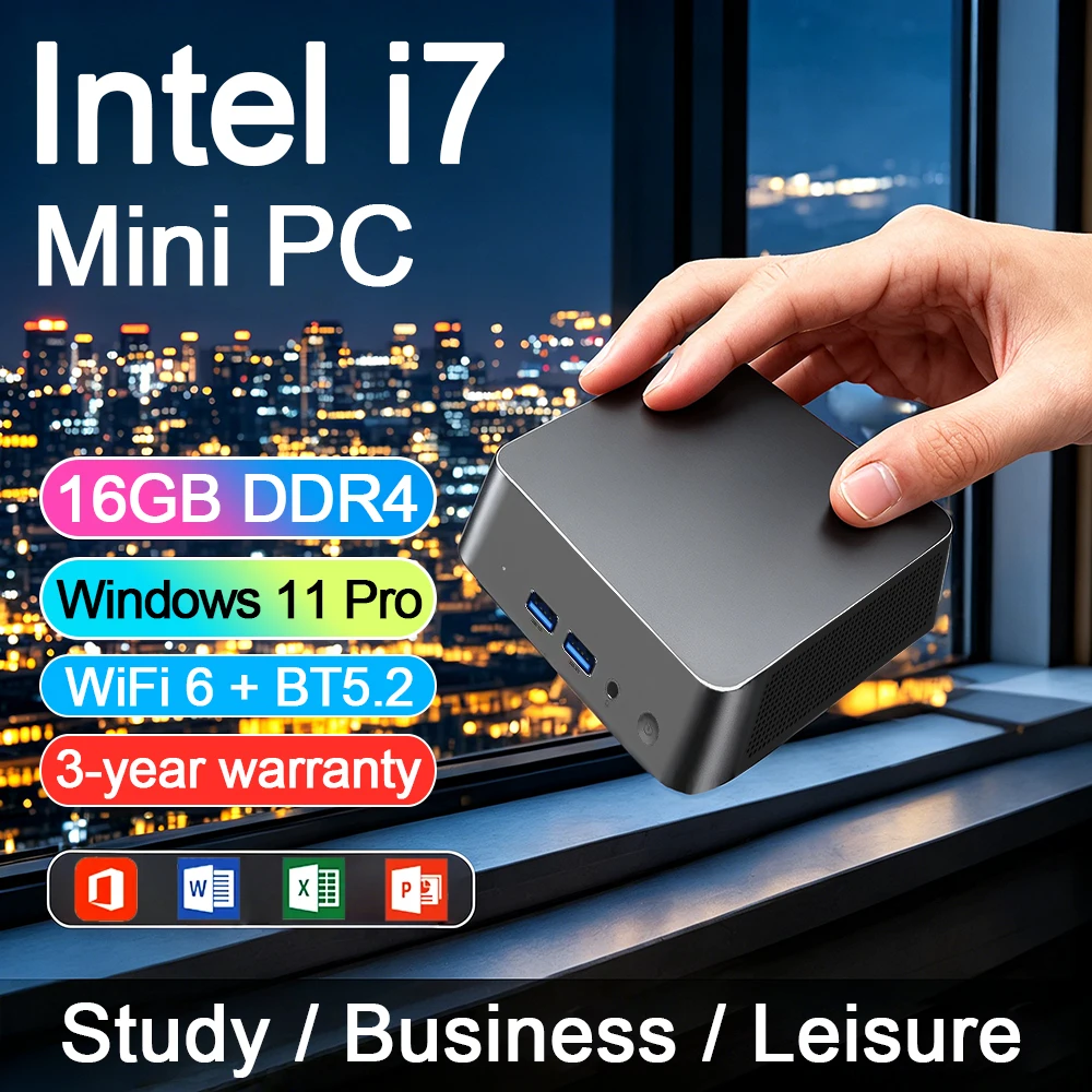 New Intel i7 4510U Mini PC Windows 11 Office Home Use Desktop Computer BT5.2 16GB DDR4 1TB SSD Portable Gaming Mini PC Gamer