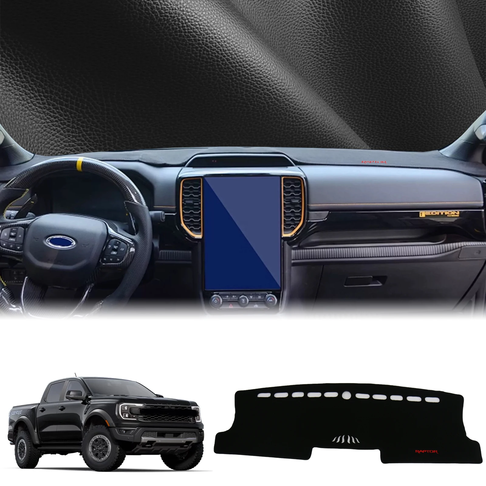 

fit for Ford Ranger Raptor 2023 2024 2025 2026 Car Dashmat Dashboard Cover Pad DashMat Sunshade Protective Carpet Accessories