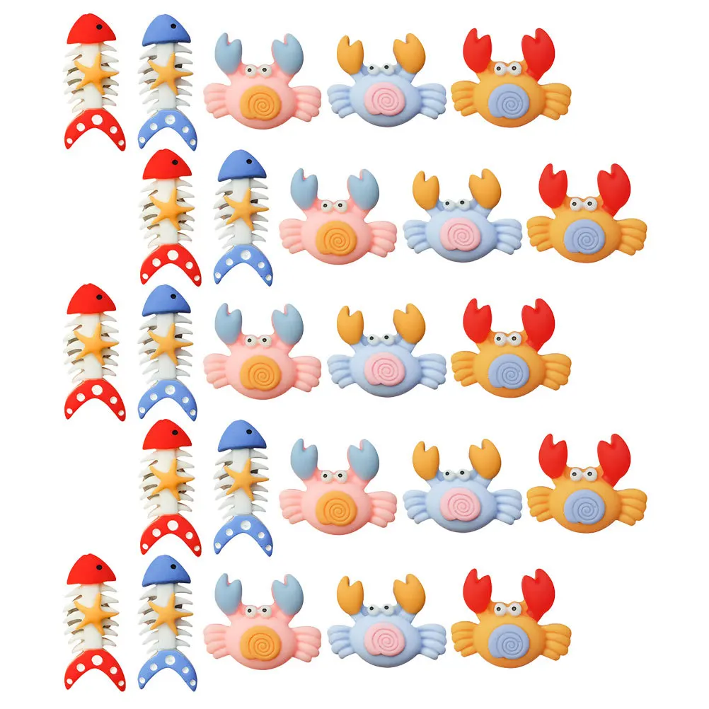 25 قطعة المحيط كراب الراتنج دبابيس الضغط عظم السمك شكل مسامير الإبهام الزخرفية لخريطة لوحة الإعلانات صور جدار مكتب المنزل المدرسة