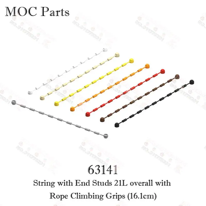 10PCS MOC Parts 63141 String with End Studs 21L overall with Rope Climbing Grips Building Blocks Accessories Brick Toys For Kids