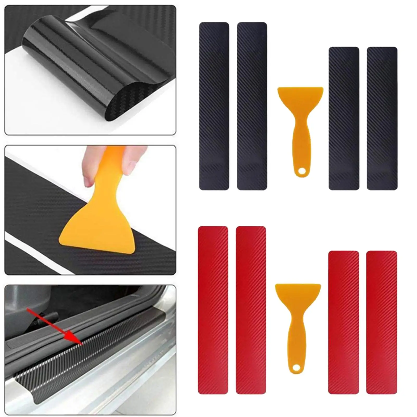 

8Pcs Door Sill Entry Guards 3D Durable Scuff Plate Film for Car SUV