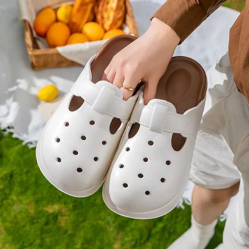 

Женские летние повседневные уличные шлепанцы с закрытым носком на толстой подошве, шикарные удобные уличные шлепанцы, увеличивающие рост