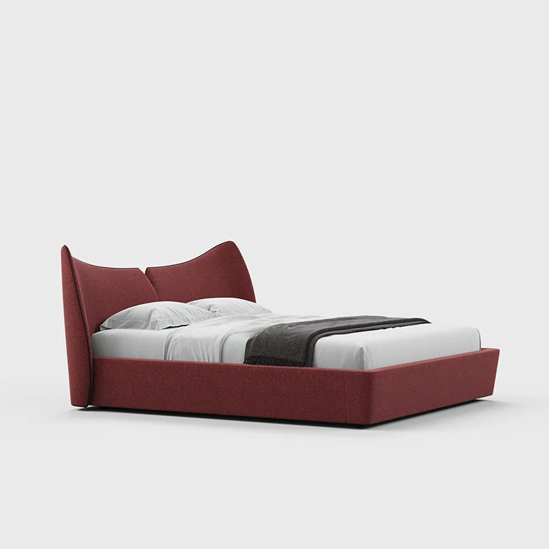 Minimalist modern French minimalist mermaid bed double master bedroom large apartment fabric bed designer high-end 4