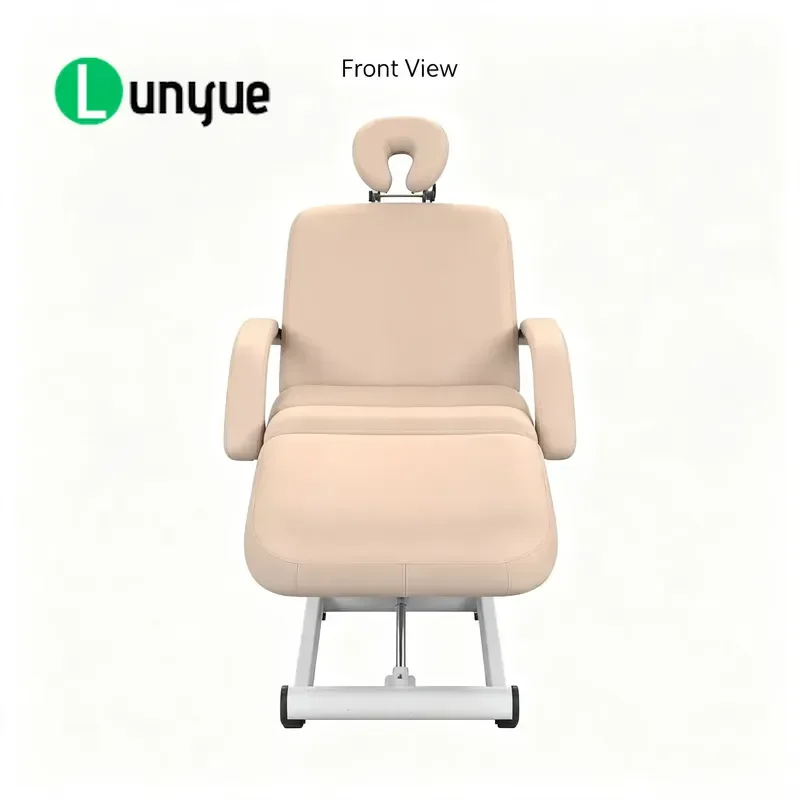 3 Motor Electric Beauty Bed Beige PVC Leather Adjustable Reclining Massage Table for Beauty Spa Tattoo