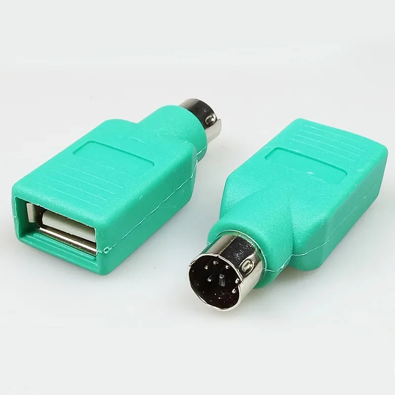 10pcs USB Female Jack to 6Pins DIN PS2 Male Plug Cable Adapter Cyan Color for Computer Mouse Keyboard Connector Converter DIY