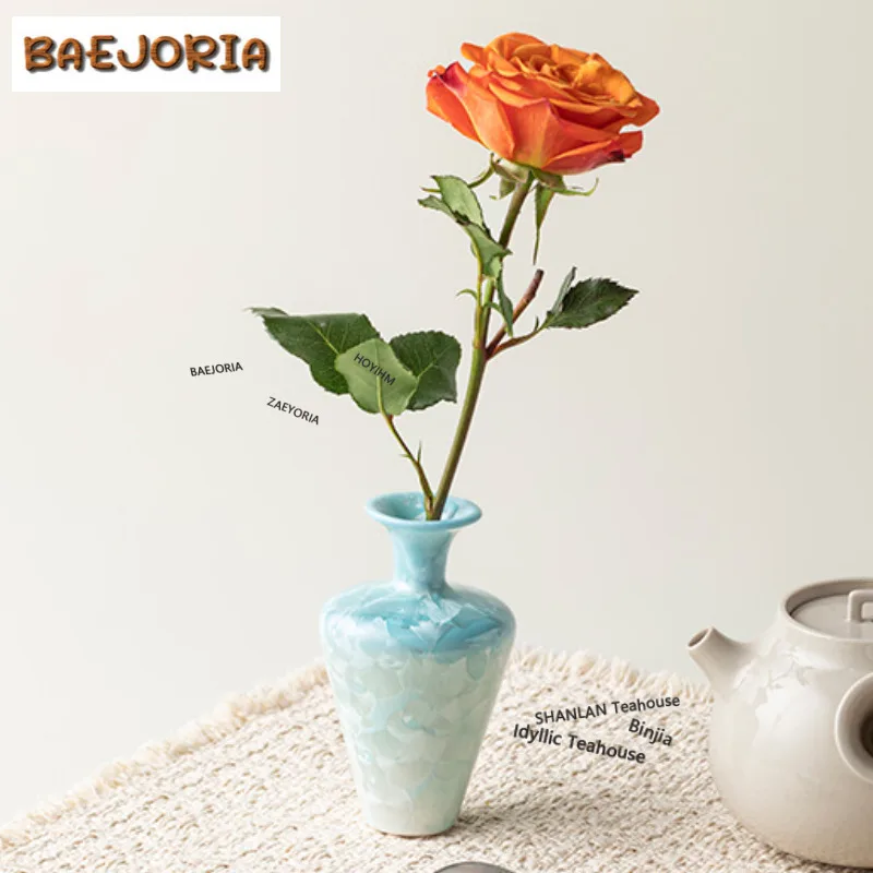 Kiln Change Crystal Glaze Wealth Bottle Vase Elegant Planters Home Decorations Plant Pot Flowerpot Teaware Equipment Craft Gift