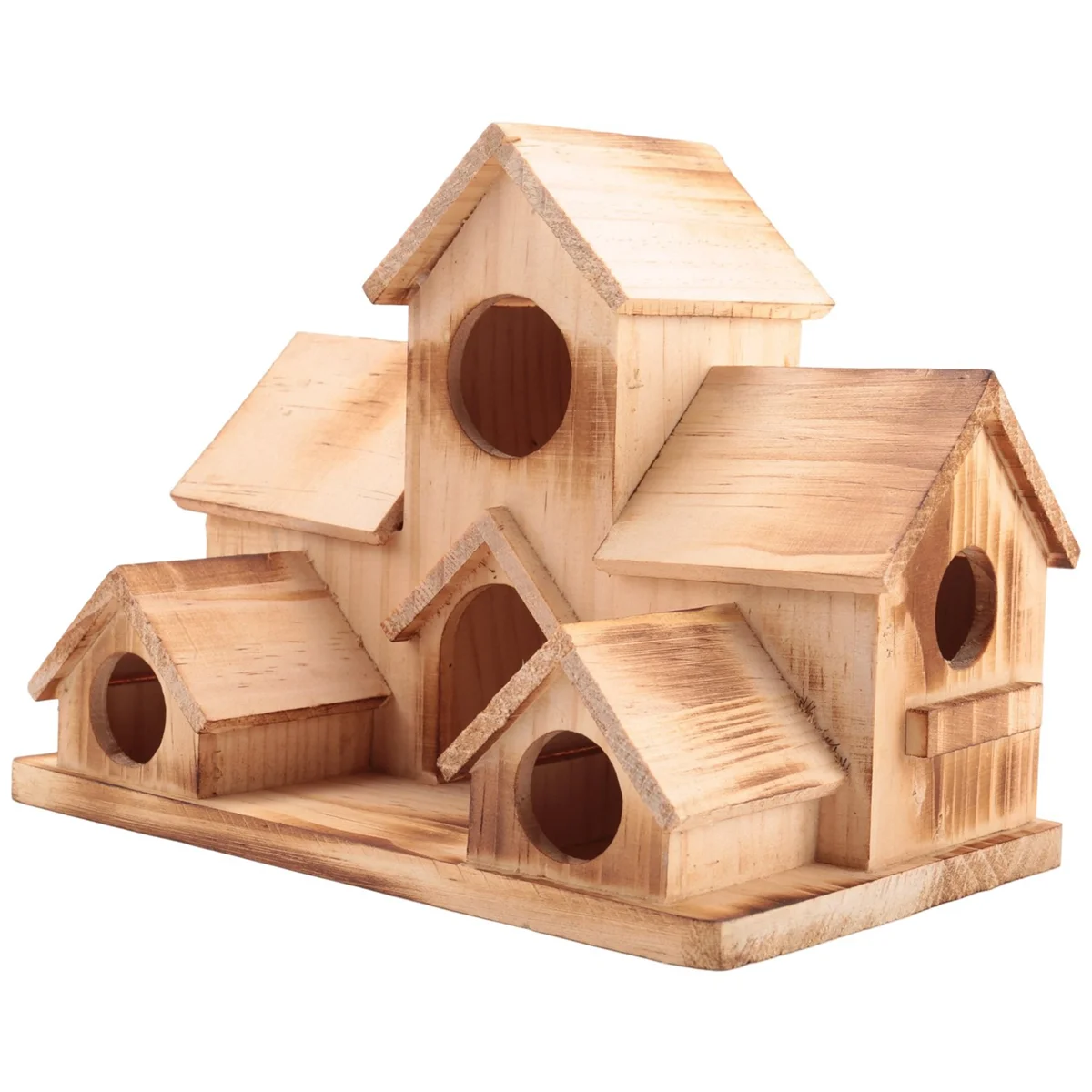 Bird House, Bird House for Outside, Wooden Bird Houses for Outside Hanging, 6 Hole Handmade Natural Bird House