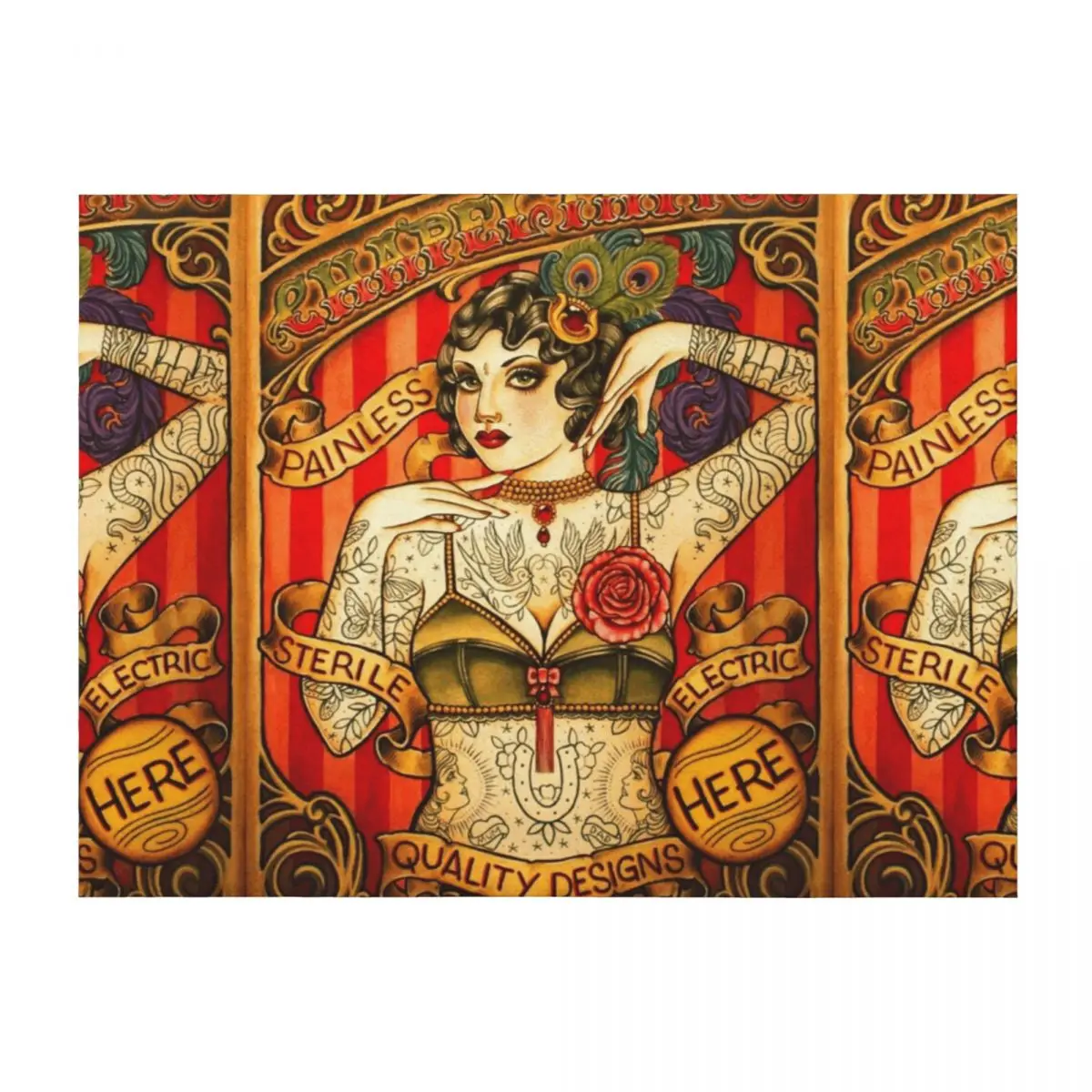 

Chapel Tattoo vintage poster Throw Blanket Quilt Large christmas gifts Shaggy Blankets