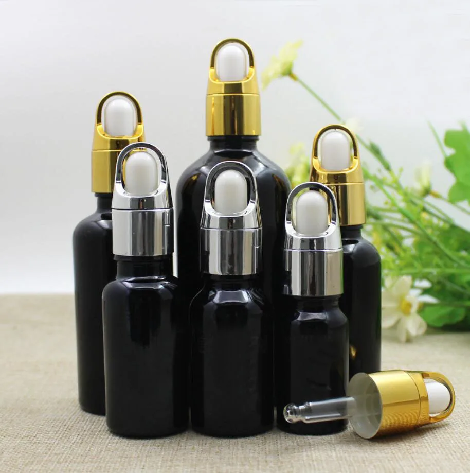 100ml black glass bottle essential oil liquid serum complex recovery dropper gel serum liquid skin care cosmetic packing
