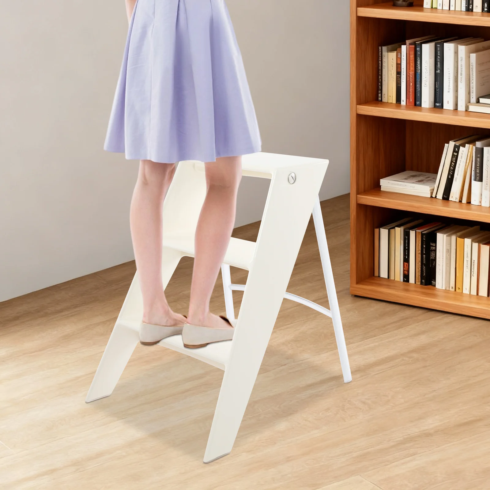 الأبيض PC الحديد 44*58*61 سنتيمتر ثلاث خطوات متعرجة سلم البراز للطي متعددة الوظائف تخزين الرف غرفة المعيشة الرف سلم