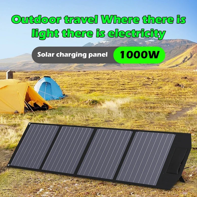 1000W Foldable Solar Panel Portable Charger USB+DC Power Supply Solar Panel Portable Power Supply for Outdoor Camping and Touris