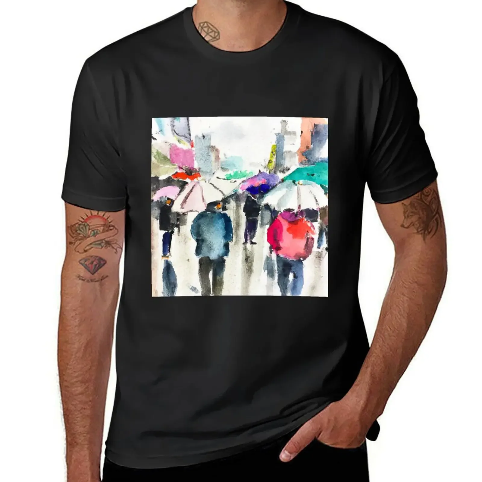 Rainy City T-Shirt baggy shirts plus size clothes Short sleeve tee mens clothing