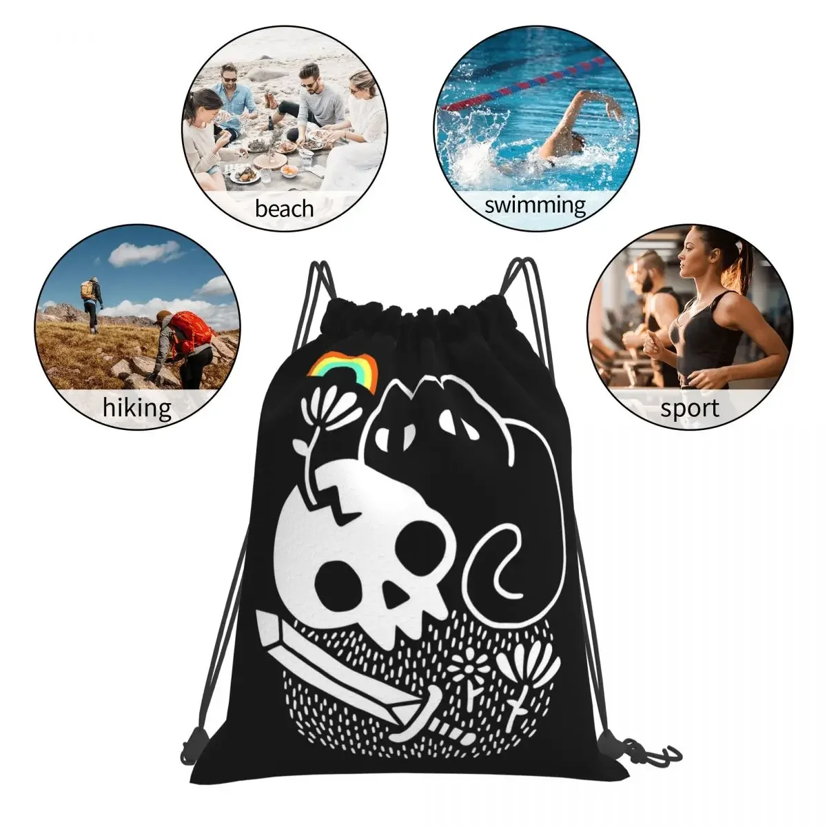 Mochilas portáteis casuais para gatos e coisas, sacos de cordão, bolso, bolsa esportiva, bolsa para homens e mulheres, estudantes