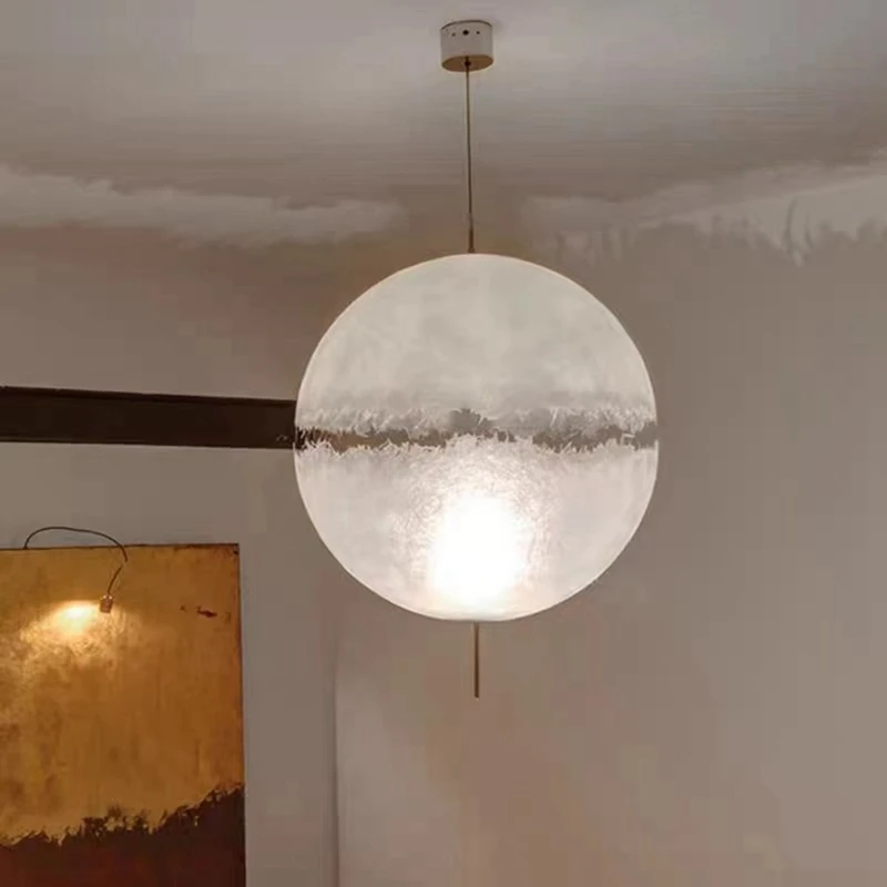 Moon Pendant Light Italy R Globe Light Living Dining Room Deco Space Bedroom Decor Hanging White Lamp-A50M