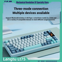 Langtu Lt75 Mechanical Keyboard Bluetooth Wireless Keyboard Customized Hot Plug Design Metal Knob Electronic Gaming Keyboard