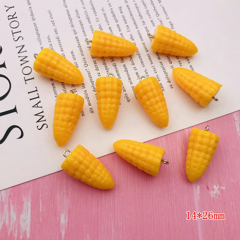 10pcs Hot Selling Resin Cute Newest Miniature Corn Charm for Keychain, Earring, Scrapbooking, DIY Making, Necklace