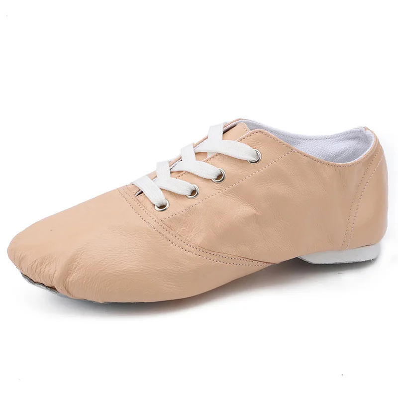 Chaussures de danse de ballet à lacets en cuir véritable pour hommes et femmes, chaussures de pratique pour adultes et enfants, semelle souple