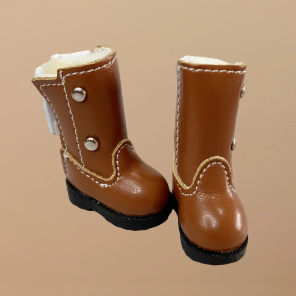 Tilda 3.2cm Doll Boots 1/6 Mini Leather Doll Shoes Designed for Blythe Azone 1:6 Doll Casual Puppet Shoes Accessories Girls Toys