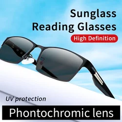 Sunglass Reading Glasses Photochromic lenses Half frame, Presbyopia Eyeglasses Anti Fatigue Diopters To +4.0