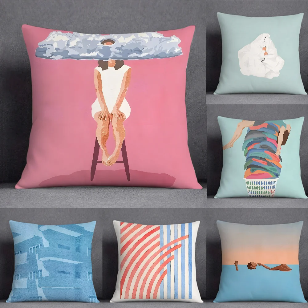 

Бельгия Жизель Деэль абстрактное искусство наволочка квадратная двусторонняя печать короткая плюшевая подушка для дивана прикроватная подушка