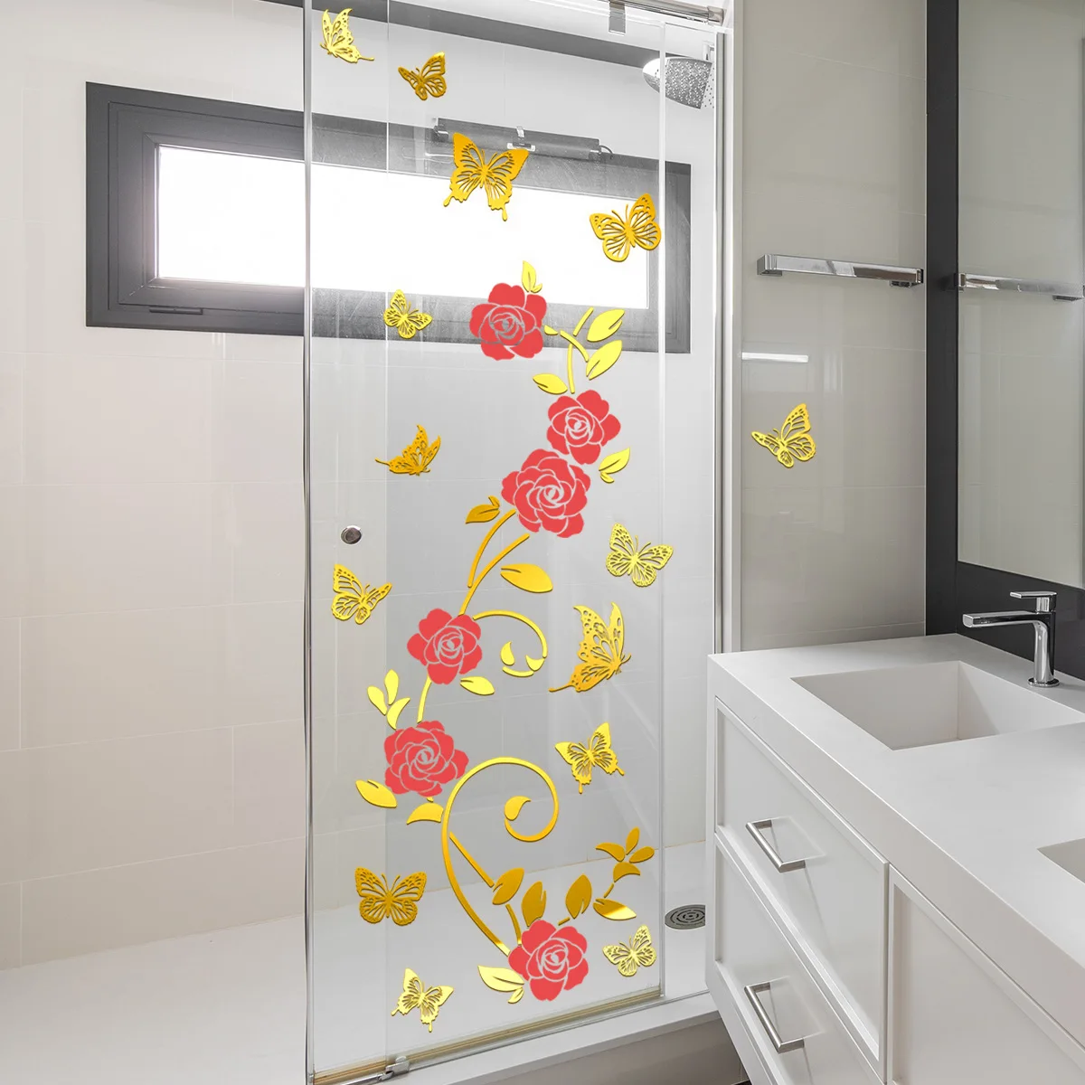 

Creative Line Flower Bronzing Wall Sticker Home Beautification Decorative Wall Sticker Removable