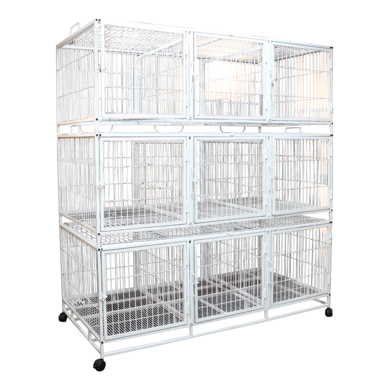 High quality pet breeding cage Cat cage Multi-partition metal pet breeding cage Stainless steel wire 9 doors 3 layers with wheel