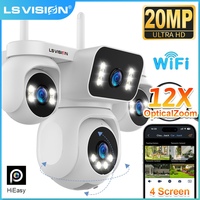 LS VISION 20MP 4 Screens Security WiFi Camera Outdoor 10K 4Lens 12X Zoom PTZ Auto Tracking CCTV Wireless Surveillance IP Camera