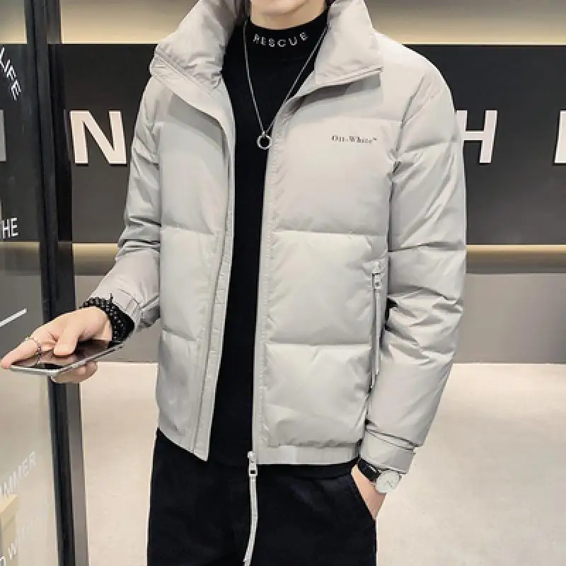 Men Nice Streetwear Winter Stand Collar Down Coats Mens Thick Warm Outwear Male Fashion Short White Duck Down Jackets M-4Xl