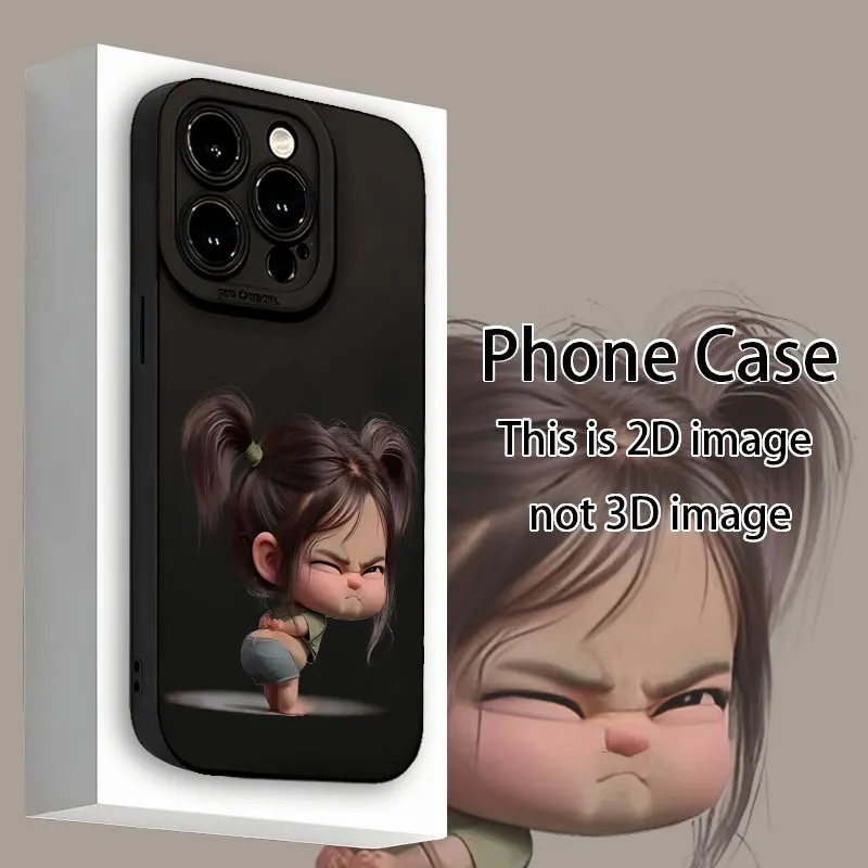 Modische Kreative Niedliche Mädchen-Muster Handyhülle für iPhone 16 15 14 12 13 11 Pro Max X XS XR 7 8 Plus Weiche TPU Matte Hülle Fundas – Detail 2