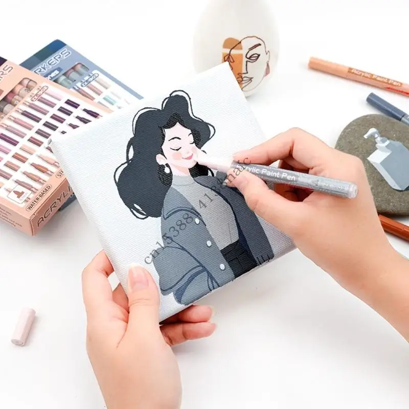 594F مجموعة أقلام أكريليك ألوان احترافية للفنانين الطلاب رسم رسم المشاريع الحرفية حقيبة للتخزين العملي