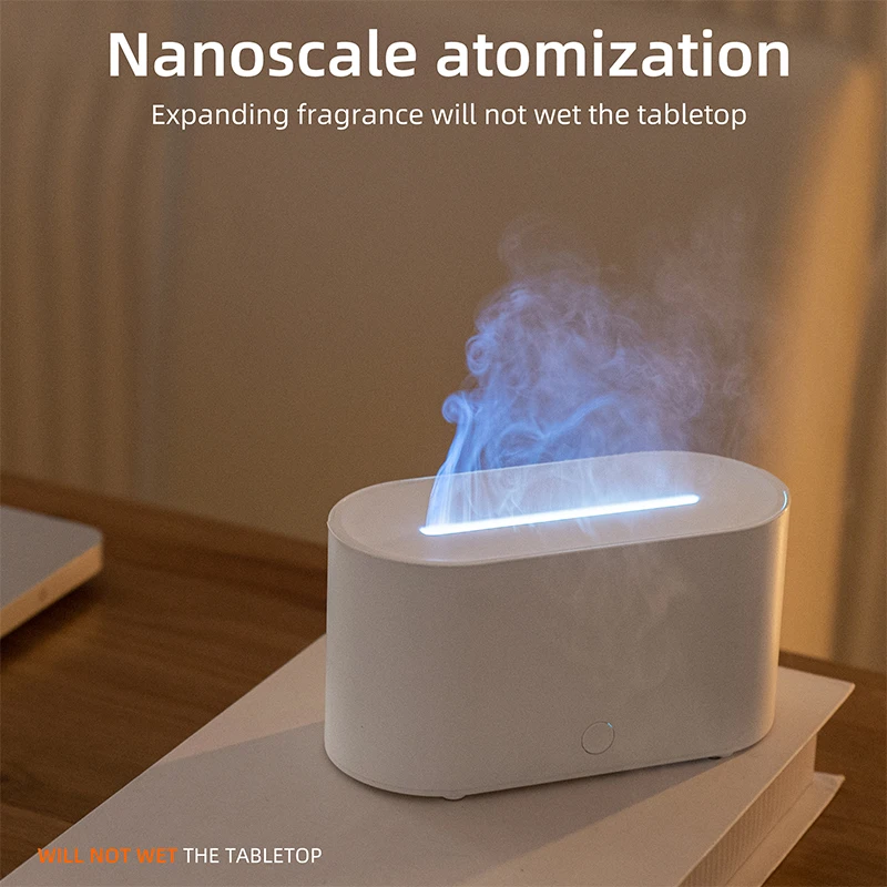 Creative simulation flame aromatherapy machine wood grain household mini intelligent essential oil tabletop flame humidifier