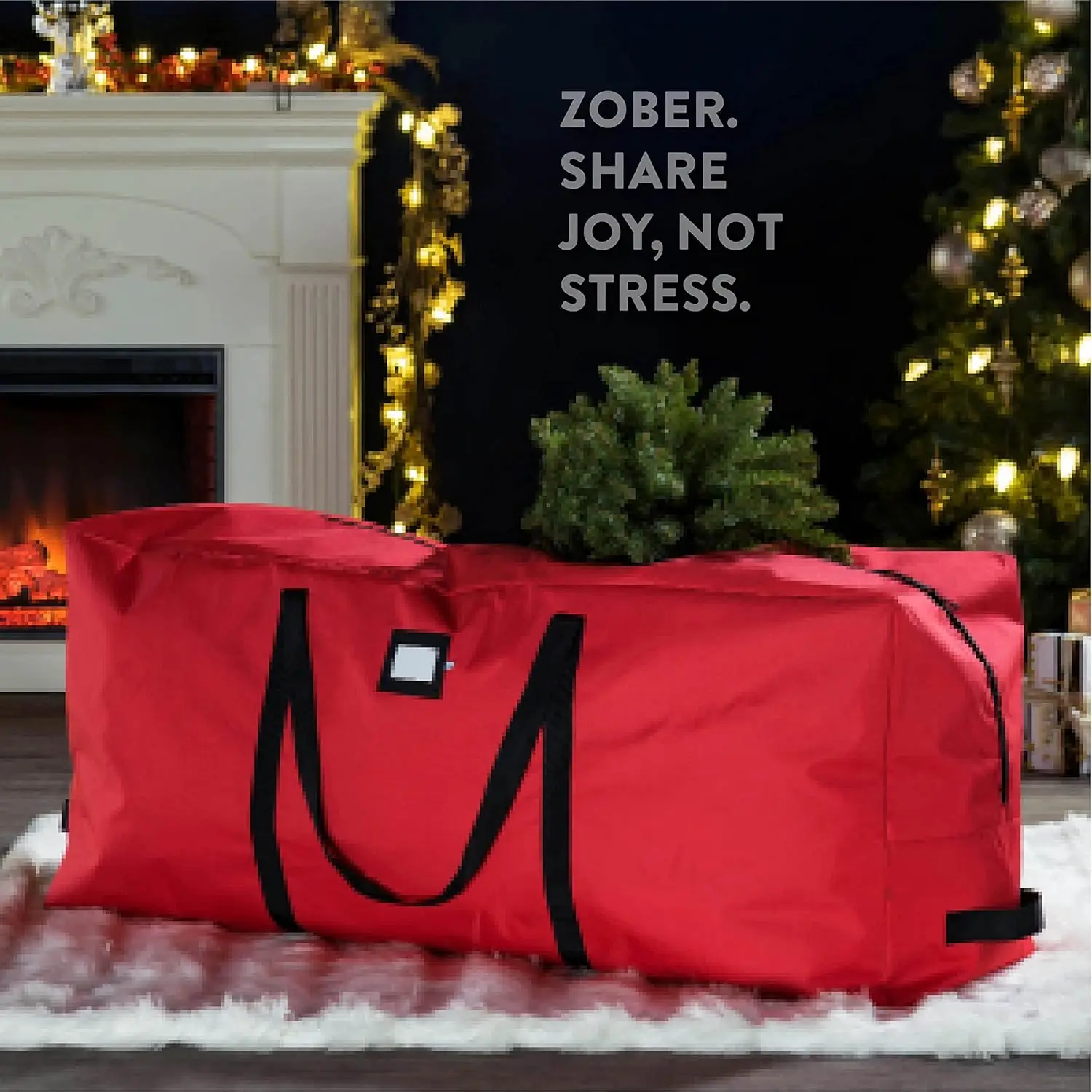 Zober Storage Bag for 9 Ft Artificial Christmas Trees - Waterproof with Durable Handles - Labeling Card Slot