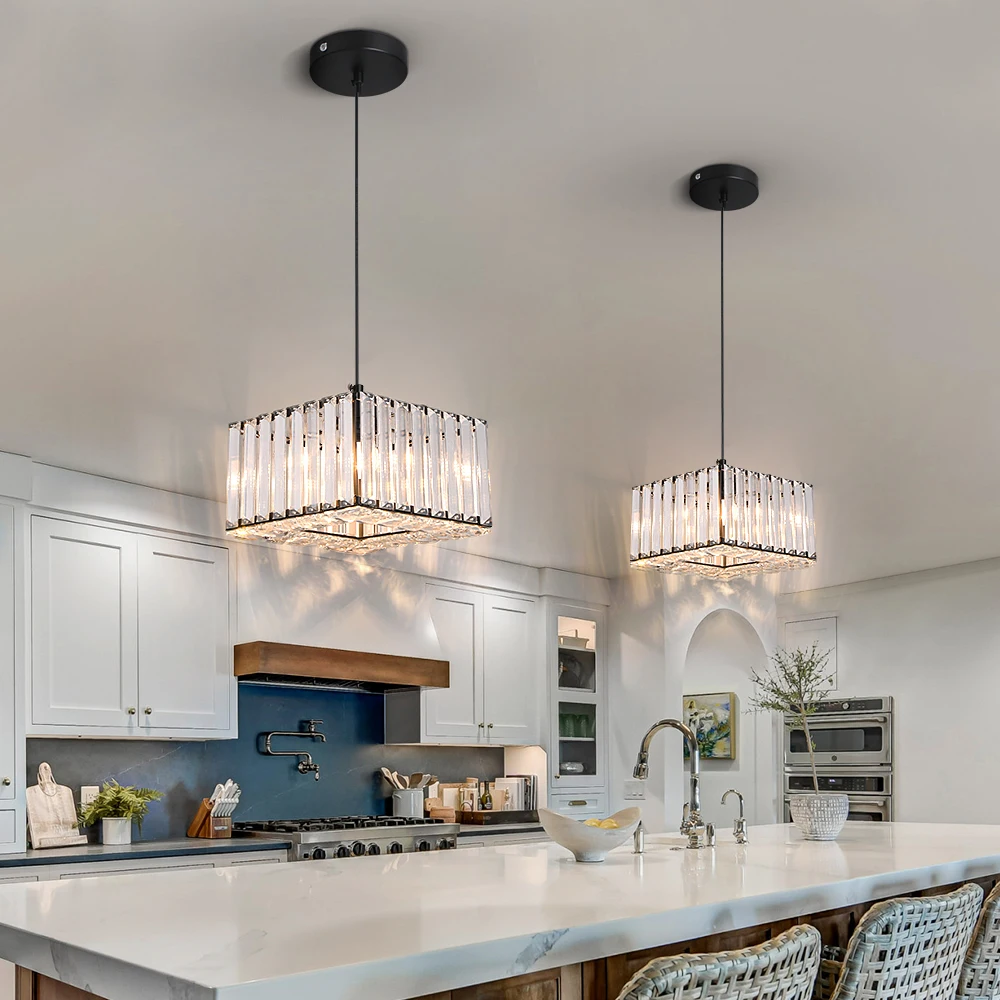 Moderne Kristall Anhänger Licht Kronleuchter Luxus Led-deckenleuchte Küche Insel Wohnkultur Leuchten Einstellbare Hängen Glanz